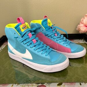 Nike High Top Sneakers in Bright Blue, Pink & Neon Yellow